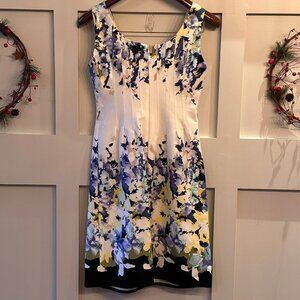 ✨ Kay Unger New York Floral Sheath Dress Size 2 🌸 Garden Party / Wedding Guest
